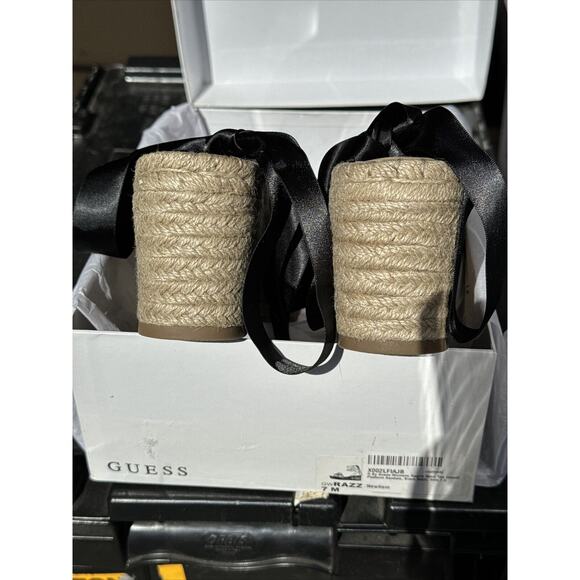 G by Guess Womens Razzle Open Toe Casual Platform Sandals, Black Satin, Size 7 M - Picture 7 of 9